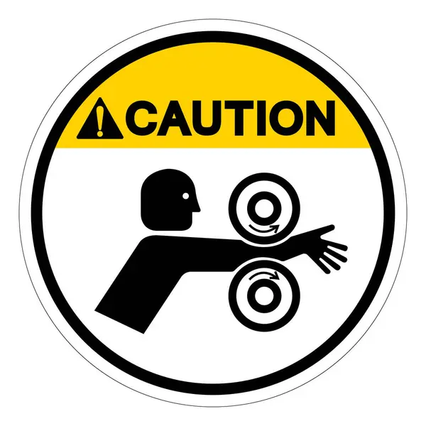 Caution Arm Entangle Rollers Right Symbol Sign Vector Illustration Isolate — Stock Vector