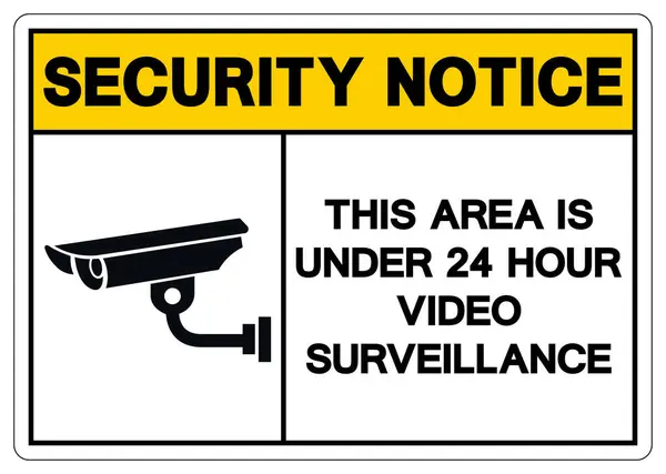 Veiligheidskennisgeving Dit Gebied Onder Uur Video Surveillance Symbool Sign Vector — Stockvector