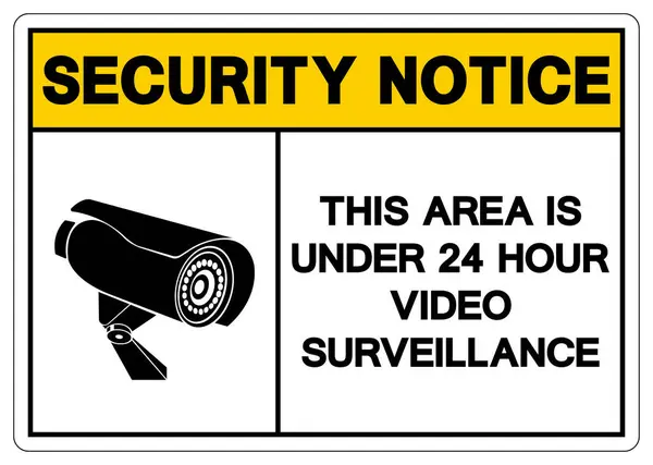 安全注意事项此区域在24小时视频监视符号符号 矢量图解 白色背景标签隔离下 Eps10 — 图库矢量图片