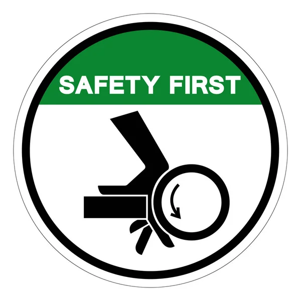 Safety First Hand Crush Roller Pinch Point Symbol Sign Vector — Stock Vector