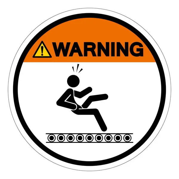 Warning Exposed Conveyors Moving Parts Can Cause Severe Injury Symbol — Stock Vector