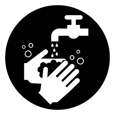 Lütfen Elinizi yıkayın Sembol İşareti, Vektör İllüzyonu, Beyaz Arkaplan Etiketinde İzole EPS10. 