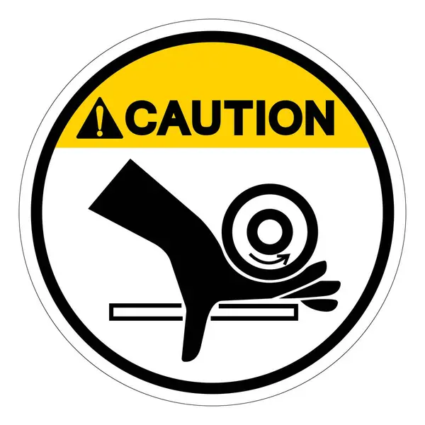 Achtung Hand Crush Roller Pinch Point Symbol Sign Vektor Illustration — Stockvektor