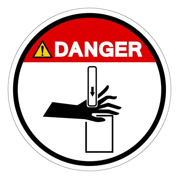 危险破碎和切割手危险符号符号 载体说明 白色背景标签上的隔离 Eps10 — 图库矢量图片