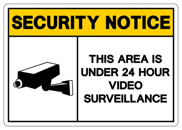 Veiligheidskennisgeving Dit Gebied Onder Uur Video Surveillance Symbool Sign Vector — Stockvector