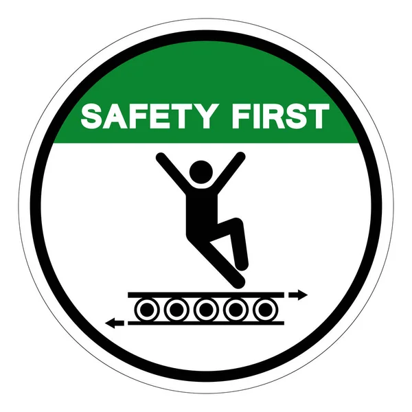 Safety First Climb Conveyor Symbol Sign Vector Illustration Isolate White — Stock Vector
