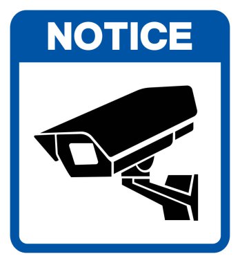 CCTV Sembol İşaretine, Vektör İllüzyonuna, Beyaz Arkaplan Etiketinde İzole EPS10 'a dikkat edin.