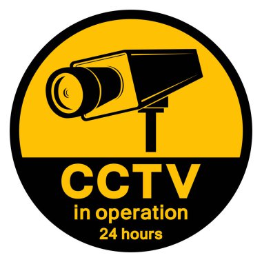 CCTV Operasyonu 24 Saat Sembol İşareti, Vektör İllüstrasyonu, Beyaz Arkaplan Labaratuvarı İzole EPS10