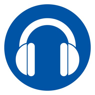 Kulak Koruyucu Sembol İşareti, Vektör İllüstrasyonu, Beyaz Arkaplan Etiketi 'nde İzole EPS10.