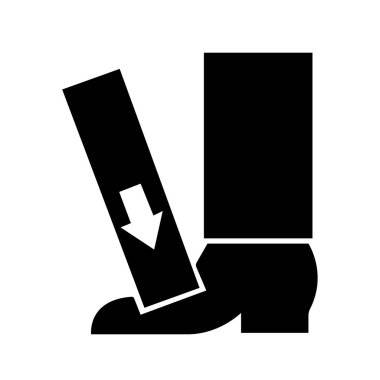 Siyah Simgenin Üzerinden Ayak Ezme Gücü, Vektör İllüstrasyonu, Beyaz Arkaplan Laboratuvarında Tecrit. EPS10