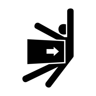 Yan Siyah Simgeden Vücut Çarpma Gücü, Vektör İllüstrasyonu, Beyaz Arkaplan Etiketinde Tecrit. EPS10