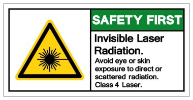 Güvenlik Birinci Görünmez Lazer Radyasyon Sembol İşareti, Vektör İllüstrasyonu, Beyaz Arkaplan Labaratuvarında Tecrit. EPS10