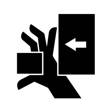 Sol Siyah Simgeden El Çarpması Gücü, Vektör İllüzyonu, Beyaz Arkaplan Etiketinde Tecrit. EPS10