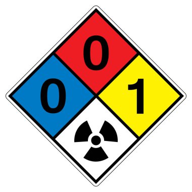 NFPA Elmas 704 0-0-1 RAD Sembol İşareti, Vektör İllüstrasyonu, Beyaz Arkaplan Etiketinde İzole EPS10.