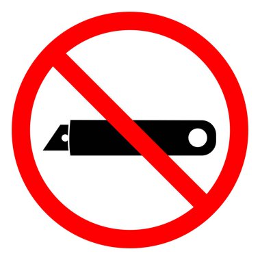 Kutu Kesiciler Kullanılmamaktadır Bıçak Sembol İşareti, Vektör İllüstrasyonu, Beyaz Arkaplan Etiketinde İzole EPS10