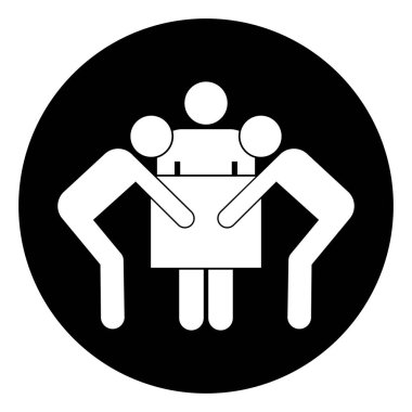 Üç Kişiyi Kaldırma Sembolü İşareti, Vektör İllüzyonu, Beyaz Arkaplan Etiketinde İzole EPS10 Kullan.