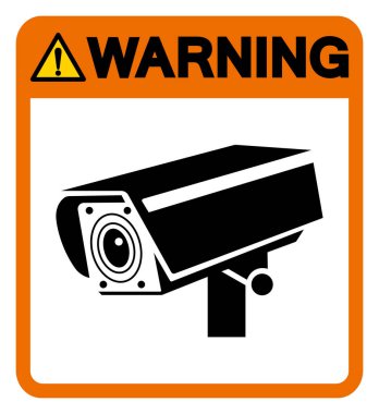 Uyarı CCTV Sembol İşareti, Vektör İllüzyonu, Beyaz Arkaplan Etiketinde Tecrit. EPS10