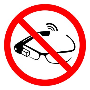 Akıllı Gözlük Yasak Sembol İşareti, Vektör İllüstrasyonu, Beyaz Arkaplan Laboratuvarında Tecrit. EPS10