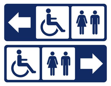 Erişilebilir Tuvalet Sembolü İşareti, Vektör İllüzyonu, Beyaz Arkaplan Laboratuvarında İzole EPS10