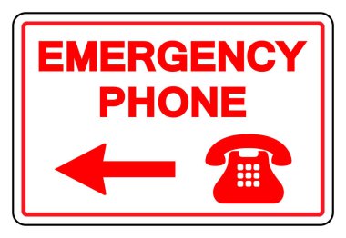 Acil Telefon Sol Ok Sembolü İşareti, Vektör İllüstrasyonu, Beyaz Arkaplan Laboratuvarında Tecrit. EPS10