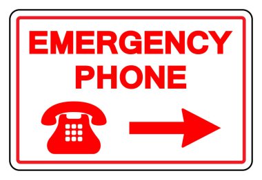 Acil Telefon Sağ Ok Sembol İşareti, Vektör İllüstrasyonu, Beyaz Arkaplan Laboratuvarında Tecrit. EPS10