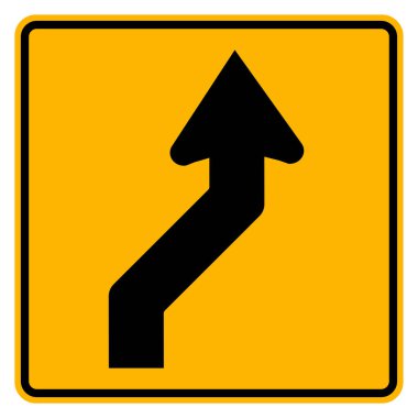 Kavisli Sağlı Yol İşareti, Vektör İllüstrasyonu, Beyaz Arkaplan Sembolleri İzole Edindir.EPS10 