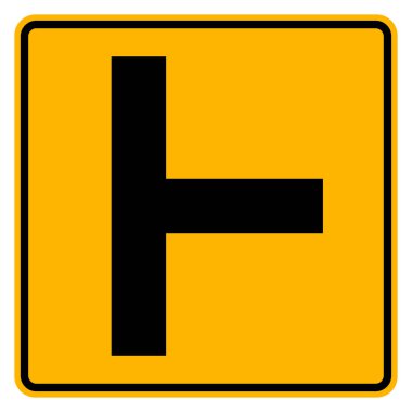 T-Kavşağı Trafik İşareti, Vektör İllüstrasyonu, Beyaz Arkaplanda Tecrit, Semboller Laboratuvarı. EPS10