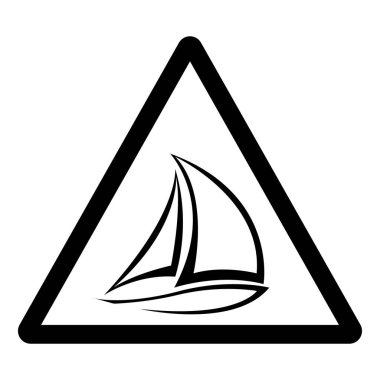 Yelkenli Teknesi Sembol İşareti, Vektör İllüstrasyonu, Beyaz Arka plan Etiketinde İzole EPS10.