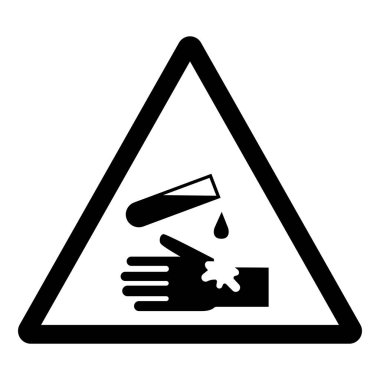 Aşındırıcı Madde Sembolü, Vektör İllüzyonu, Beyaz Arkaplan Etiketinde Tecrit. EPS10