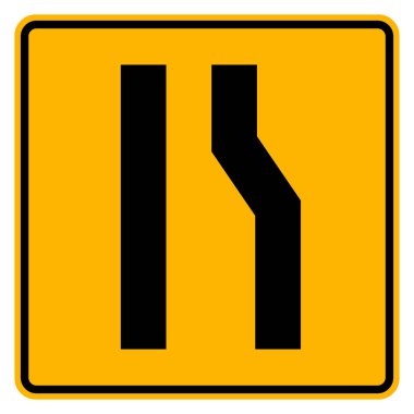 Dar Sağ Trafik İşareti, Vektör İllüstrasyonu, Beyaz Arkaplan Etiketinde Tecrit. EPS10