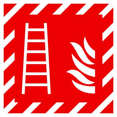 Yangın Merdiveni Sembol İşareti, Vektör İllüstrasyonu, Beyaz Arkaplan Etiketinde Tecrit. EPS10