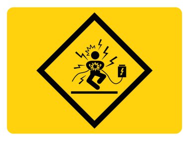 Elektrik Tehlike Sembolü İşareti, Vektör İllüzyonu, Beyaz Arkaplan Etiketinde Tecrit. EPS10