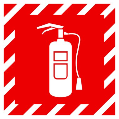 Yangın söndürücü Sembol İşareti, Vektör İllüstrasyonu, Beyaz Arkaplan Etiketinde Tecrit. EPS10