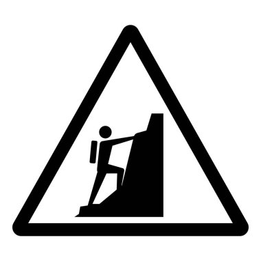 Kayaların Arasında Yürüyüş Sembol İşareti, Vektör İllüzyonu, Beyaz Arkaplan Etiketinde İzole EPS10