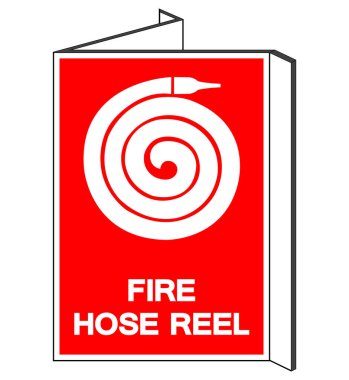 Yangın hortumu sembolü işareti, vektör illüstrasyonu, beyaz arka plan etiketinde tecrit. EPS10 