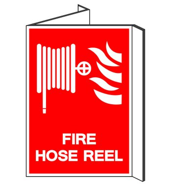 Yangın hortumu sembolü işareti, vektör illüstrasyonu, beyaz arka plan etiketinde tecrit. EPS10 