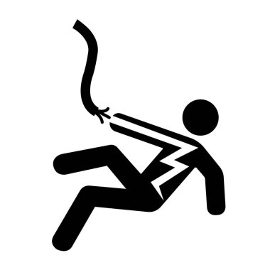 Elektriksel Tehlike Siyah Simgesi, Vektör İllüzyonu, Beyaz Arkaplan Etiketinde Tecrit. EPS10