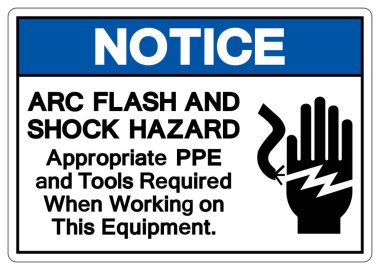 Dikkat edin ARC Flash ve Şok Tehlike Sembol İşareti, Vektör İllüstrasyonu, Beyaz Arkaplan Laboratuvarında İzole Edin. EPS10