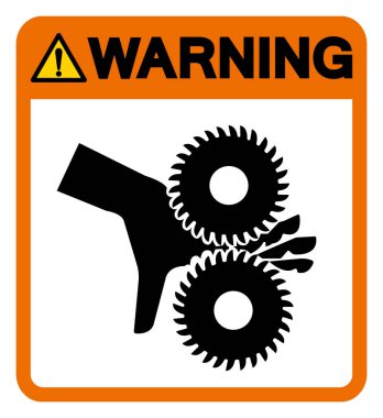 Parmak Kesme Uyarısı Dönen Bıçaklar Sembol İşareti, Vektör İllüstrasyonu, Beyaz Arkaplan Etiketinde İzole EPS10
