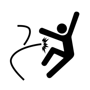 Elektriksel Tehlike Siyah Simgesi, Vektör İllüzyonu, Beyaz Arkaplan Etiketinde Tecrit. EPS10