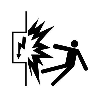 Elektriksel Tehlike Siyah Simgesi, Vektör İllüzyonu, Beyaz Arkaplan Etiketinde Tecrit. EPS10