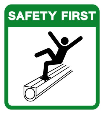 Güvenlik İlk Yürüme veya Ayakta Durma Taşıyıcı Kapak Sembol İşareti, Vektör İllüstrasyonu, Beyaz Arkaplan Etiketinde İzole EPS10