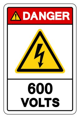 Tehlike 600 Volt Etiket Sembol İşareti, Vektör İllüstrasyonu, Beyaz Arkaplan Etiketinde İzole Edilme. EPS10