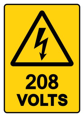 208 Volt Etiket Sembol İşareti, Vektör İllüzyonu, Beyaz Arkaplan Etiketi İzole Et. EPS10