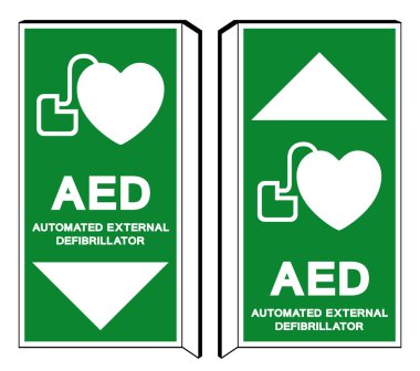 AED Otomatik Dış Defibrilatör Sembol İşareti, Vektör İllüstrasyonu, Beyaz Arkaplan Etiketinde İzole EPS10