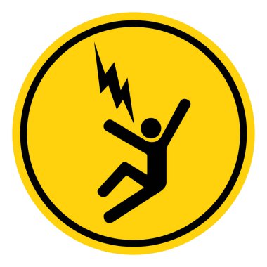 Elektrik çarpması Risk Sembol İşareti, Vektör İllüzyonu, Beyaz Arkaplan Etiketinde İzole Edilme. EPS10