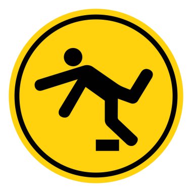 Tripping Hazard Sembol İşareti, Vektör İllüzyonu, Beyaz Arkaplan Etiketinde İzole EPS10.