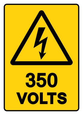 350 Volt Etiket Sembol İşareti, Vektör İllüzyonu, Beyaz Arkaplan Etiketinde İzole Edilme. EPS10