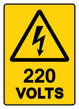 220 Volt Etiket Sembol İşareti, Vektör İllüzyonu, Beyaz Arkaplan Etiketi İzole Et. EPS10