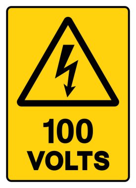100 Volt Etiket Sembol İşareti, Vektör İllüzyonu, Beyaz Arkaplan Etiketinde İzole Edilme. EPS10